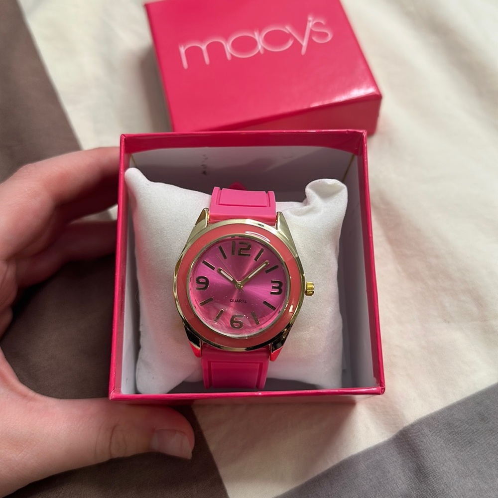 Macys Hot pink quartz jelly watch